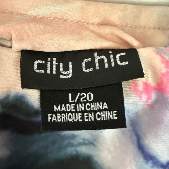 NWOT City Chic Abstract Dazed Satin Midi Skirt - Size 20 - Picture 7 of 11